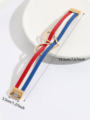 Women's Red White and Blue Leather Bracelet