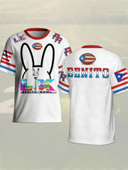 Unisex Bunny Football Music Lover Printed T-shirt