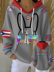 Women's Bunny Football Music Lover Printed Hoodie