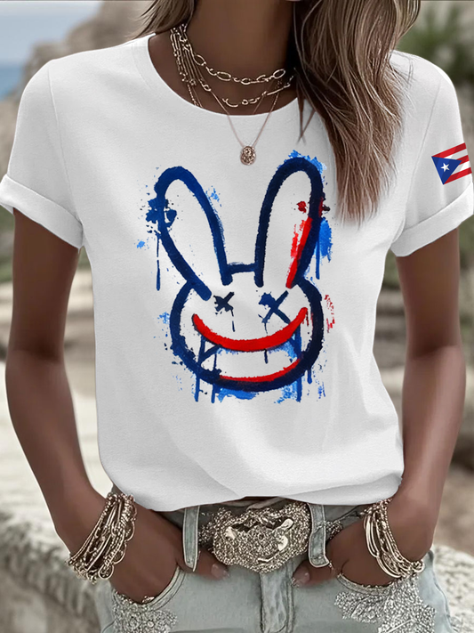 Women's Bad Bunny Iron On Short Sleeve T-Shirt
