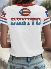 Women's Bunny Football Music Lover Printed T-shirt