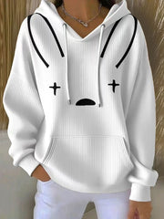 Women's Bunny Music Football Lover Printed Hoodie