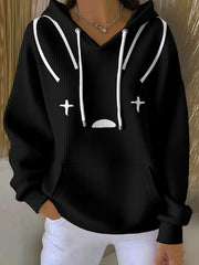 Women's Bunny Music Football Lover Printed Hoodie