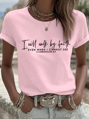 Women's Walking by Faith Tripping Constantly Cross Short Sleeve T-Shirt
