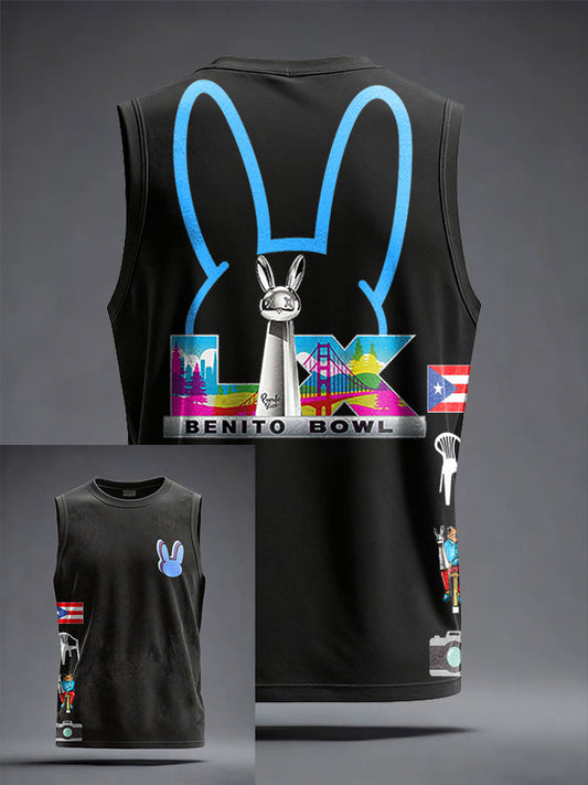 Unisex Bunny Football Music Lover Printed Tank Tops