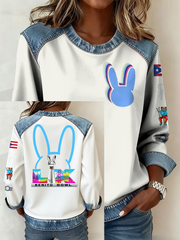 Women's Bunny Football Music Lover Printed CasuaL Tops
