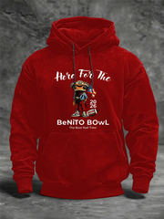 Men's Here For The Benito Bowl Oversized Drop-Shoulder Hoodie with Pockets