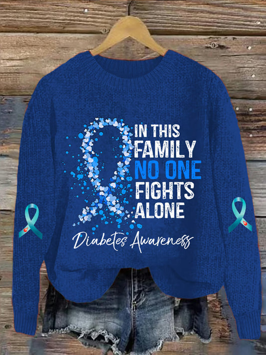 Women'S Diabetes Awareness Crewneck Knitted Sweater