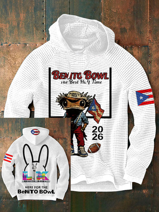 Men's Funny Bunny Football Music Lover Printed Hoodie