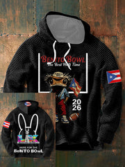 Men's Funny Bunny Football Music Lover Printed Hoodie