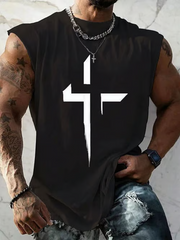 Men's Casual Cross Print Tank Top