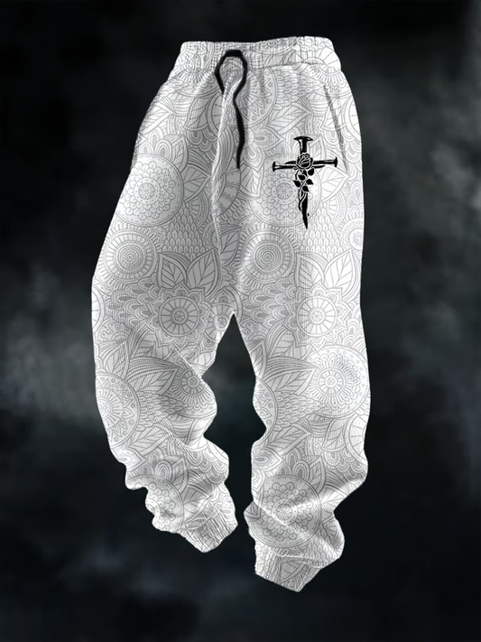Men's Cross Print Casual Pants