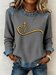 Women's Faith Waffle Print Casual Top