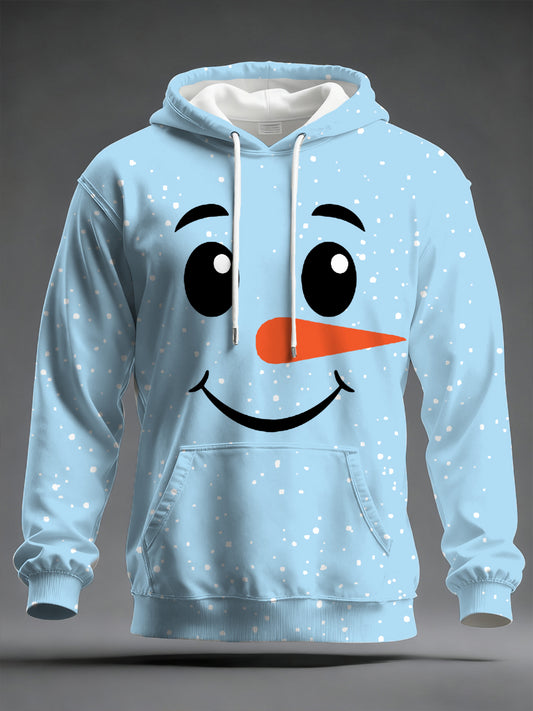 Men's Christmas Snowman Print Casual Hoodie