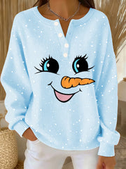 Women‘s Cute Christmas Snowman Print Casual Top