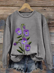 Women's Purple Flower Alzheimer's Awareness Support Sweatshirt