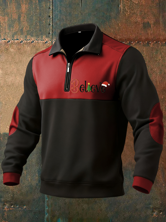 Men's Funny Christmas Believe Printed Sweatshirt