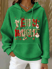 Women's Christmas Faux Yarn Printed Hoodie