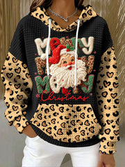 Women's Christmas Faux Yarn Printed Hoodie