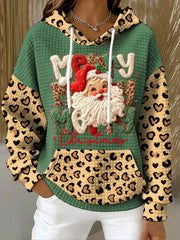 Women's Christmas Faux Yarn Printed Hoodie