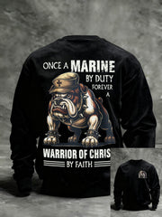 Men's Once A Marine By Duty Forever A Warrior Of Christ By Faith Printed Casual Sweatshirt