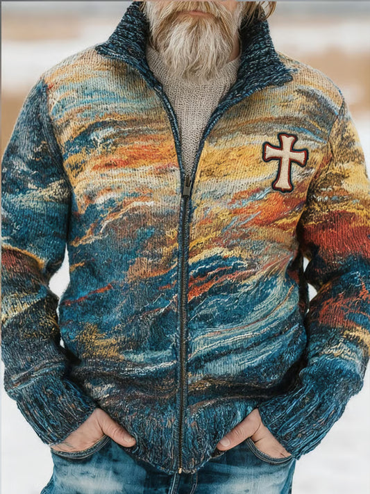 Men's Faith Cross Art Zip-Up Jacket