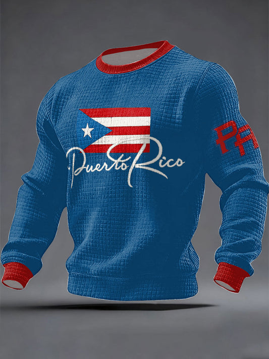 Men's Puerto Rico Flag Art Printed Sweatshirt