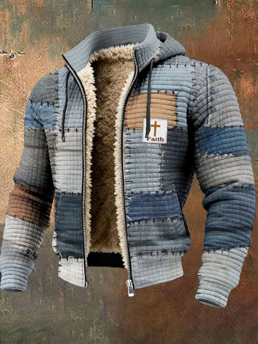 Men's Vintage Winter Western Style Faith Printed Jacket