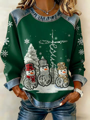 Women's Christmas Cross Print Casual Top