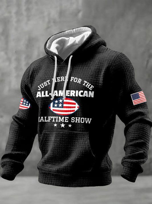 Men's All-American Halftime Show Printed Checkered Cotton Hoodie