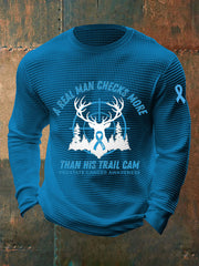 Men's Prostate Cancer Awareness Waffle Print Casual T-Shirt