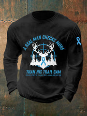 Men's Prostate Cancer Awareness Waffle Print Casual T-Shirt