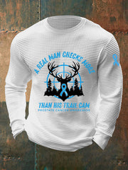 Men's Prostate Cancer Awareness Waffle Print Casual T-Shirt