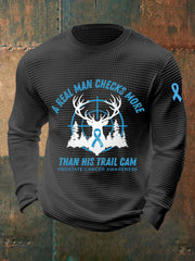 Men's Prostate Cancer Awareness Waffle Print Casual T-Shirt