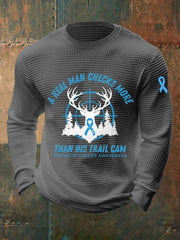 Men's Prostate Cancer Awareness Waffle Print Casual T-Shirt