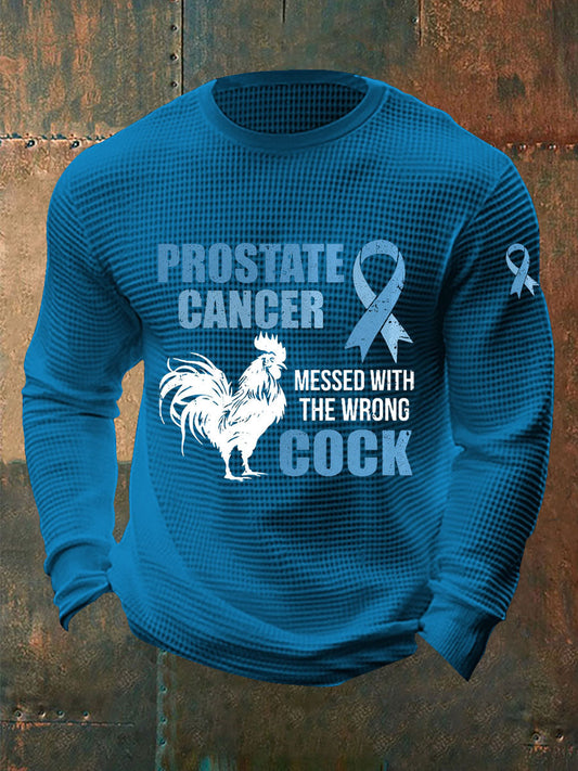 Men's Prostate Cancer Awareness Waffle Print Casual T-Shirt