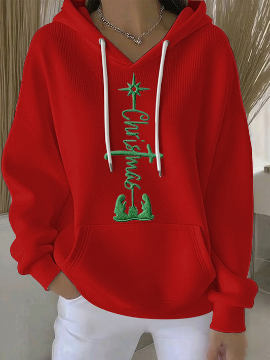 Women's Christmas Belief Print Casual Hoodie