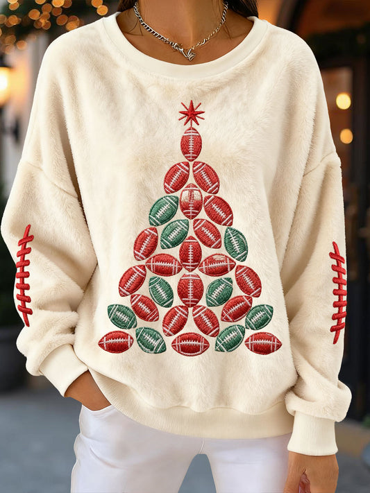 Women's Christmas Tree Rugby Flannel Sweatshirts