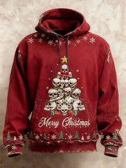 Men's Vintage Christmas Skull Christmas Tree Hoodie