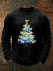 Men's Christmas Tree Waffle Print Casual T-Shirt