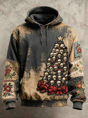 Men's Vintage Christmas Skull Christmas Tree Hoodie