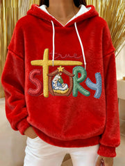 Women's True Story The Greatest Gift Of All Jesus Nativity Christian Christmas Flannel Hoodie