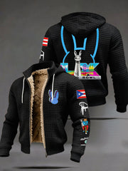 Men's Bunny Music Football Lover Printed Coat