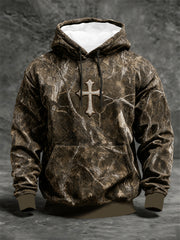 Men's Faith Camo Oversized Drop-Shoulder Hoodie with Pockets
