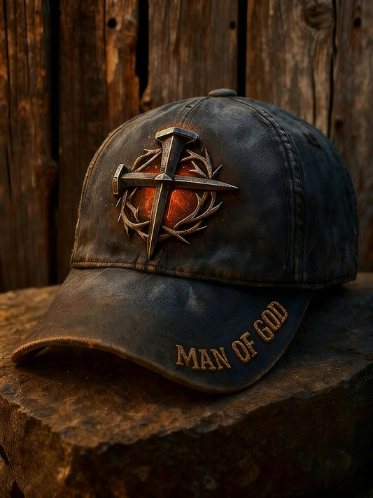 Unisex Man Of God Cross Print Hat