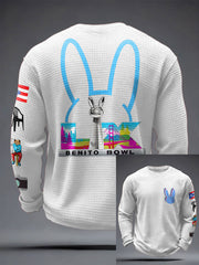 Men's Bunny Football Music Lover Printed Waffle Tops