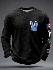 Men's Bunny Football Music Lover Printed Waffle Tops