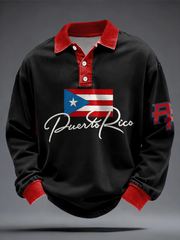 Men's Puerto Rico Flag Printed Casual Tops