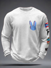Men's Bunny Football Music Lover Printed Waffle Tops