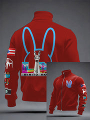 Men's Bunny Football Music Lover Printed Coat